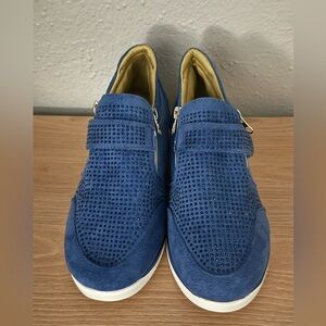 Sneakers LightWeight Blue Rhinestone Adjustable Strap Zipper